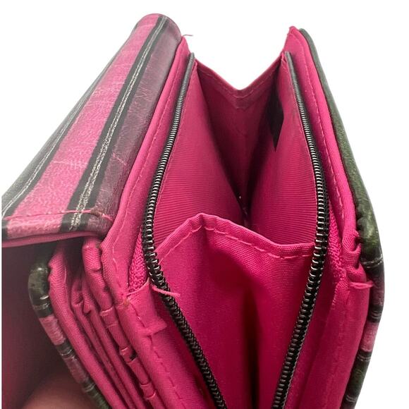 Safe Keeper Womens Wallet Pink Black Stripe Cards ID Money 5.5" x 3.5" - Picture 5 of 10